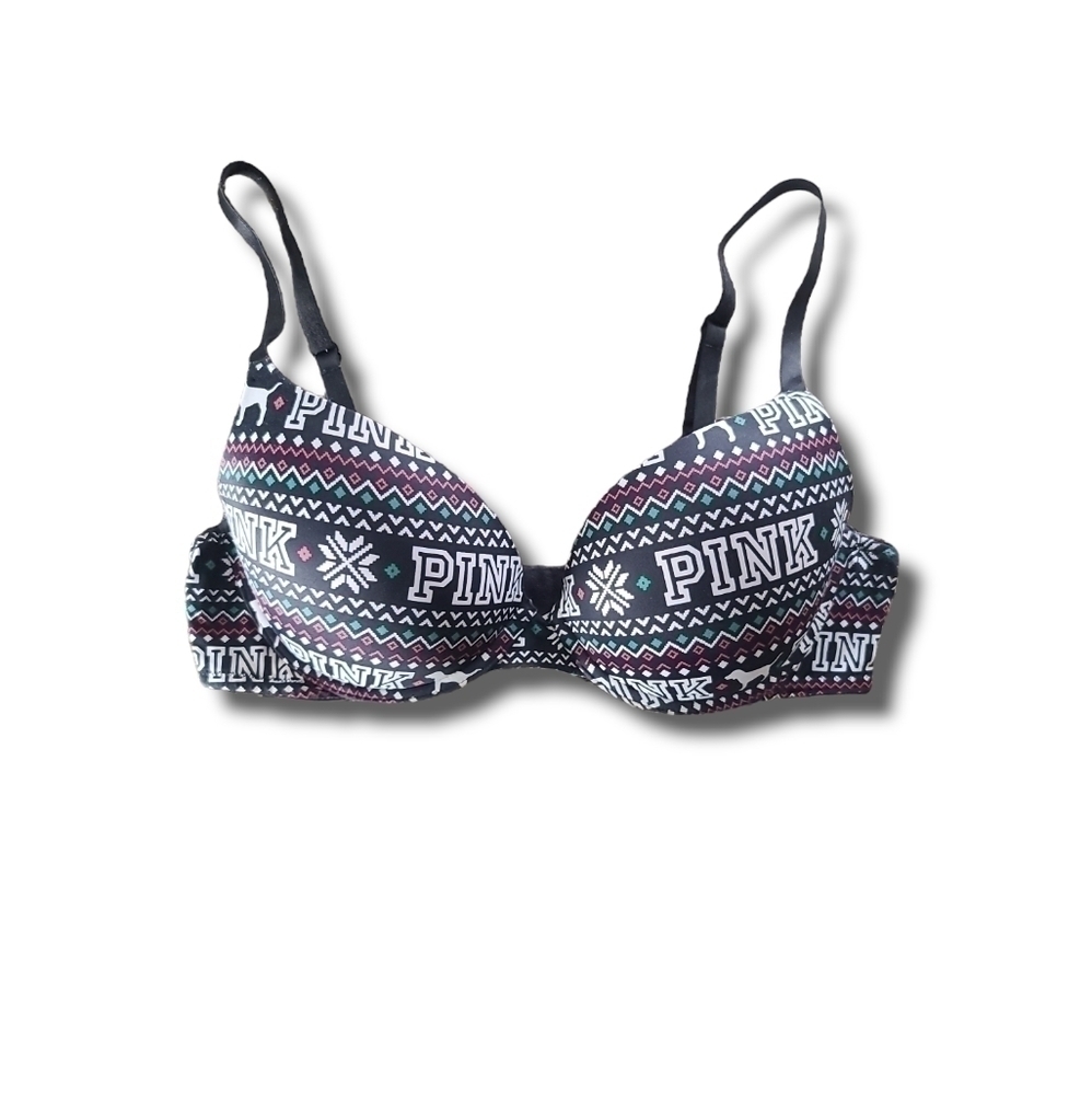 𝅺VS PINK Black White Green Red Holiday Wear Everywhere Pushup Bra